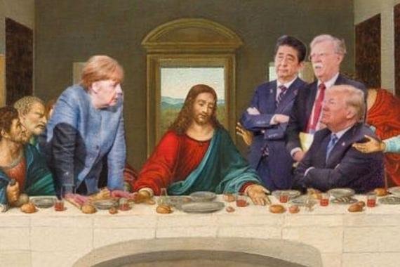 최후의 만찬 그림과 합성한 사진 [사진=핀터레스트]