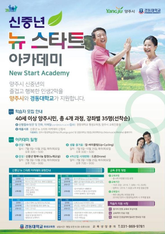 양주시-경동대 ‘신중년 뉴 스타트 아카데미’ 진행. 사진제공=양주시