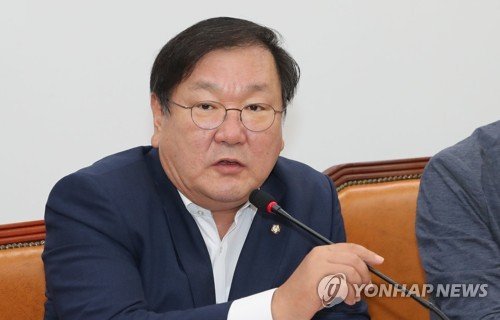 더불어민주당 김태년 정책위의장이 19일 오전 국회에서 열린 정책조정회의에서 발언하고 있다