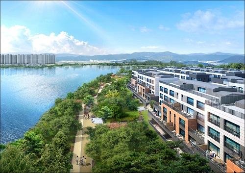 쾌적한 테라스하우스, 수(水) 공간 앞이라면 금상첨화, 만성 이지움 레이크 테라스 주목