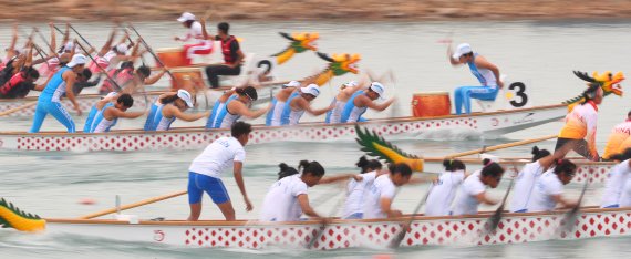 [아시안게임] '남북단일팀' 카누 용선 남녀 대표팀 200m 준결승행