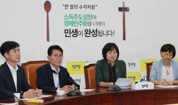 정의당 이정미 대표가 30일 오전 국회에서 열린 상무위원회에서 발언하고 있다. 사진=연합뉴스