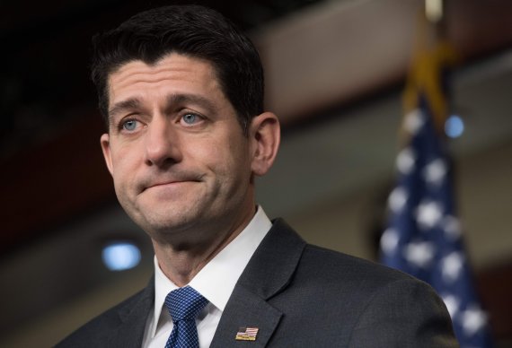 (FILES) In this file photo taken on March 22, 2018 US Speaker of the House, Paul Ryan, Republican of Wisconsin, holds his weekly press conference on Capitol Hill in Washington, DC. AFP PHOTO / SAUL LOEB <All rights reserved by Yonhap News Agency>