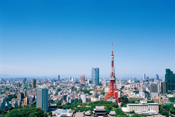 일본 도쿄 시내와 도쿄 타워