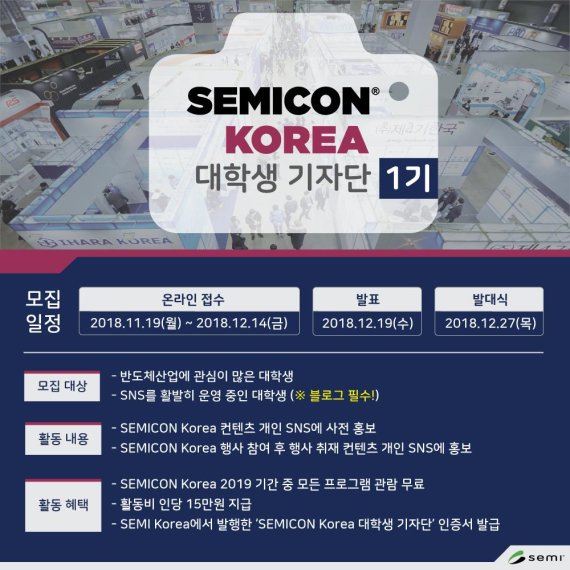 SEMI, 대학생 대상으로 '세미콘 코리아 기자단 1기' 모집