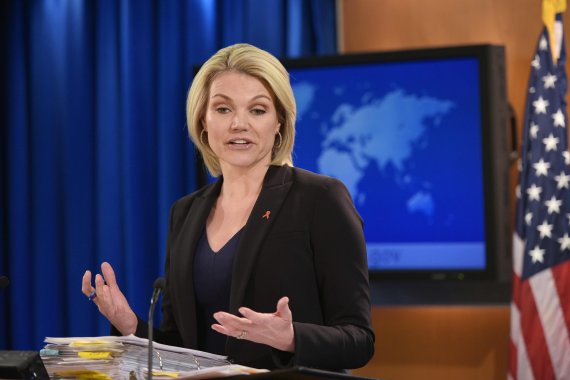 (FILES) In this file photo taken on November 30, 2017, US State Department Spokesperson Heather Nauert speaks during a briefing in Washington, DC. - US President Donald Trump on December 7, 2018, nominated Nauert as US ambassador to the United Nations. (Photo by Mandel Ngan / AFP) <All rights reserv