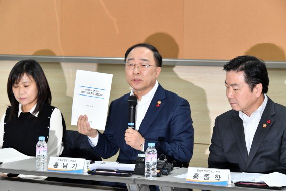 자영업자 종합대책 문건 들어보이는 경제부총리
