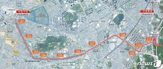 수원 트램 전체 노선도. © 뉴스1