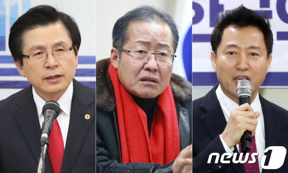 황교안 전 국무총리(왼쪽부터)와 홍준표 전 자유한국당 대표, 오세훈 전 서울시장. © 뉴스1