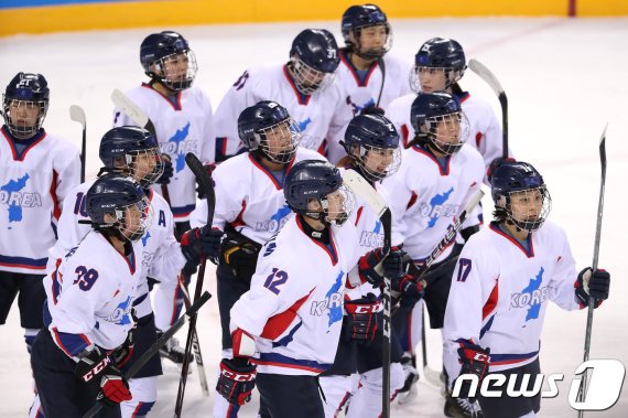 여자 아이스하키 단일팀. © News1 임세영 기자