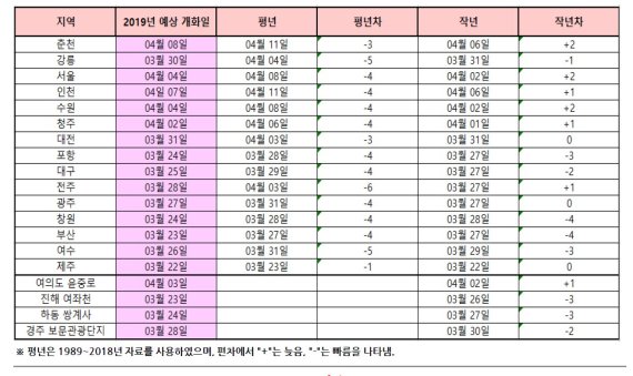 올해 벚꽃 개화.. 제주 3월 22일, 서울 4월 4일부터