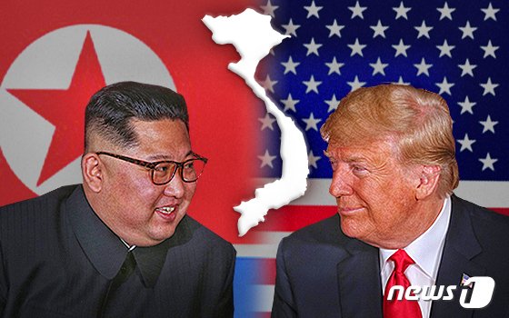 김정은 북한 국무위원장(왼쪽)과 도널드 트럼프 미국 대통령. 2019.02.21. © News1 이은현 디자이너
