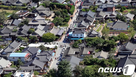 하늘에서 내려다 본 전주한옥마을/뉴스1
