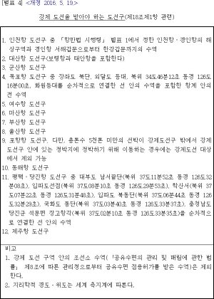 강제도선구역 / 출처=도선법 시행규칙 제18조 별표4.