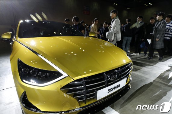 21일 경기 고양시 일산 킨텍스에서 열린 현대자동차 신형 쏘나타(Sonata) 발표회. 2019.3.21/뉴스1 © News1 안은나 기자