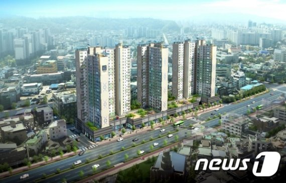 올해 사업승인을 마치고 분양승인을 준비하고 있는 전주 기린로 코오롱하늘채 지역주택조합 아파트 조감도(기린지역주택조합 제공)2019.4.9© 뉴스1