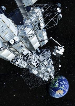 오바야시 건설회사는 산학연 협력으로 우주 엘리베이터를 개발해 2050년께 상용화하겠다고 밝혔다. 사진은 오바야시 건설회사 홈페이지에 올린 가상의 우주엘리베이터. 사진=오바야시 건설사