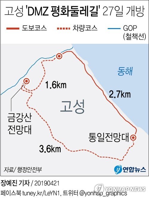 고성 DMZ 평화의길 구간 / 자료=연합뉴스