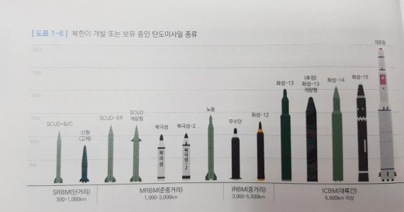 북한이 개발 또는 보유 중인 탄도미사일 종류. 북한이 이번에 발사한 발사체는 그림의 두번째에 있는 신형 고체 미사일로 '북한식 이스칸데르' 지대지 탄도미사일로 추정된다. /사진=국방백서