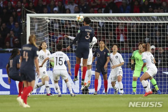 한국, 여자월드컵 개막전에서 개최국 프랑스에 0-4 패배