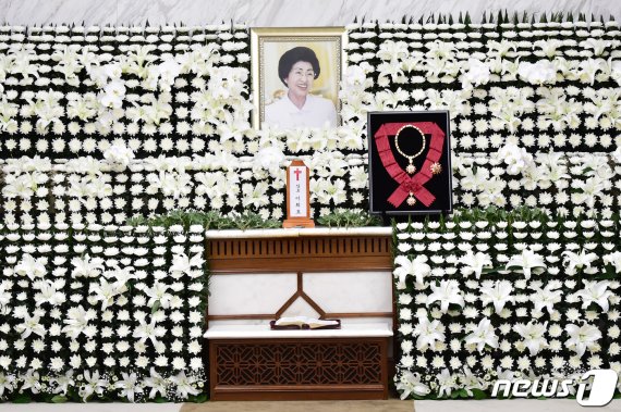 서울 서대문구 세브란스병원 장례식장에 마련된 이희호 여사의 빈소 /사진=뉴스1