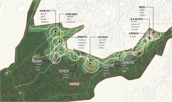 강화군 남산이 자연 친화적 공원으로 조성된다. 사진은 남산 근린공원 조성사업의 마스터플랜.