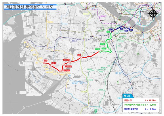 기재부 예타조사 착수사업으로 결정된 ‘제2경인선 광역철도 건설사업’의 노선도.
