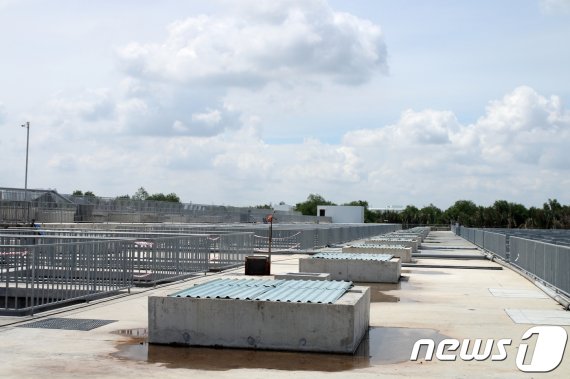 포스코건설이 공사중인 호찌민시 하수처리장 2단계 현장 수처리구조물의 모습. © News1 성도현 기자