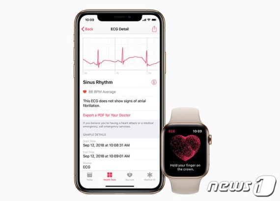 지난해 9월 발매됐지만, 한국에서는 ECG 측정 기능을 사용하지 못하는 애플의'애플워치4' (애플 홈페이지 갈무리) © 뉴스1