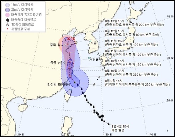 제9호 태풍 레끼마 예상 경로 [기상청 제공] /사진=fnDB