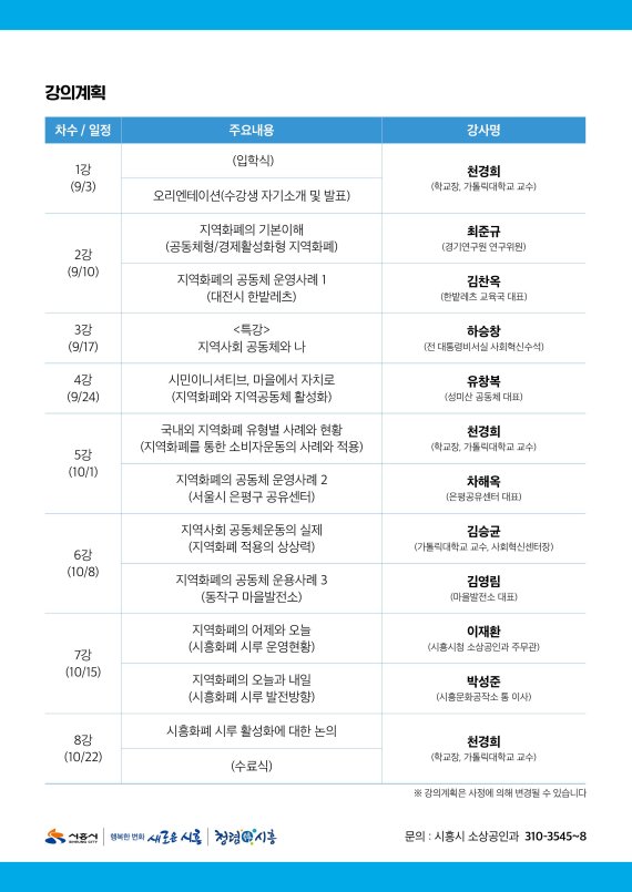 시흥시 지역화폐학교 포스터. 사진제공=시흥시