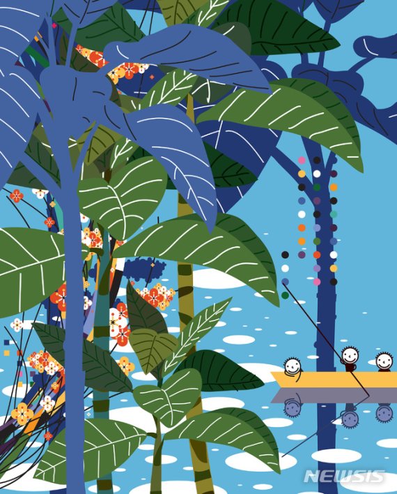 【서울=뉴시스】권기수, My favorites_the Permanent Blue World, 2019, acrylic on canvas on board, 162.1X130.3cm