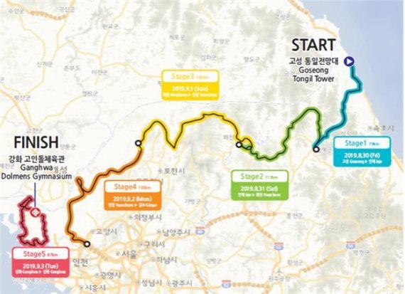 ‘뚜르 드 디엠지 2019 국제자전거대회’ 구간 코스. 사진제공=경기북부청