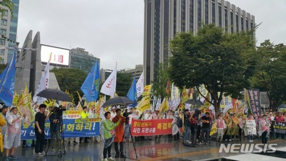 지난 7일 서울 광화문에서 열린 3기 신도시 반대 집회.(사진=운정신도시연합회 제공)