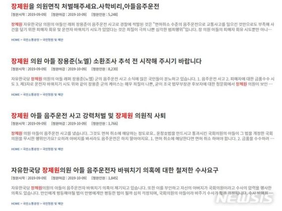'장제원 의원직 사퇴·아들 사고 강력처벌' 靑청원 하루 만에..