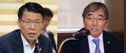 은성수 금융위원장(왼쪽)과 윤석헌 금융감독원장. © News1 박주평 기자