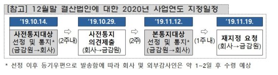 금감원 "2020년 외부감사인 주기적 지정 대상기업 사전통지"