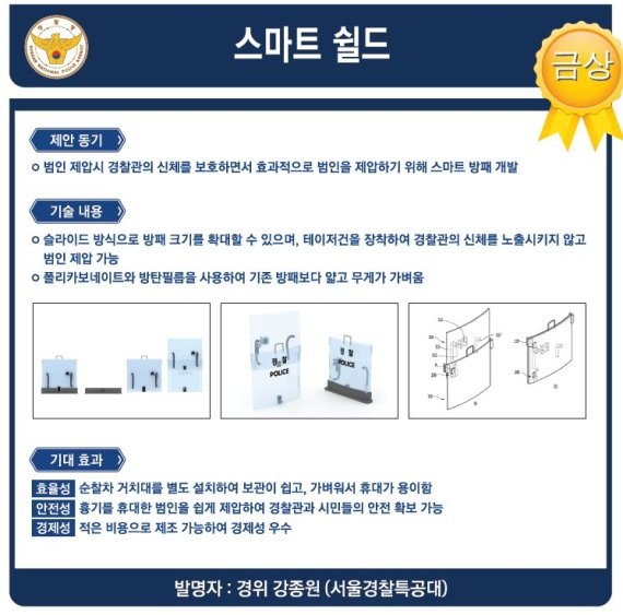 강종원 경위가 제안한 아이디어인 '스마트방패'./사진=경찰청 제공