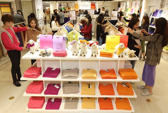 롯데백화점이 지난 9월 27일 내놓은 캐시미어 100%니트가 30일 만에 5만여장이 팔려나가며 대히트를 기록했다.