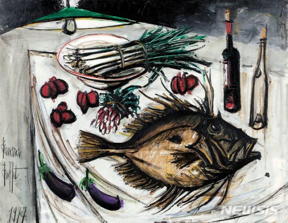 【서울=뉴시스】추정가 4억5000만~7억,베르나르 뷔페, French, oil on canvas,114×146cm, 1977, signed on the lower left,Still Life with Saint Pierre