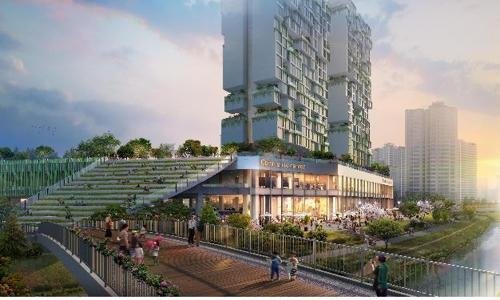 서울 송파구 장지동 장지 버스차고지 입체화 후 오픈 스페이스, 입체 보행로, 생활SOC 및 청신호주택 등이 조성된 상상도