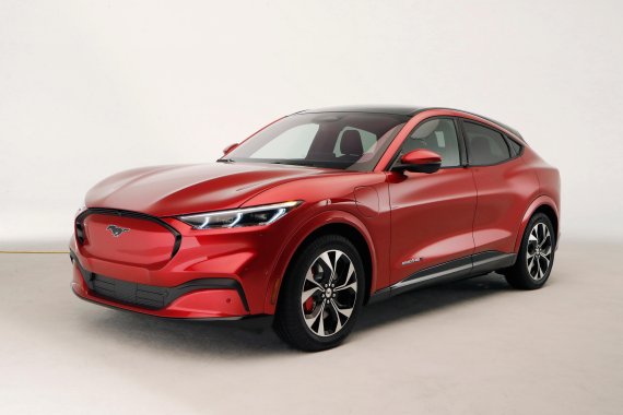 In this Wednesday, Oct. 30, 2019 photo, the new Ford Mustang Mach-E SUV is shown in Warren, Mich. Ford is hoping to score big with the electric SUV for daily drivers that sort of looks like a Mustang performance car. The new SUV, to be unveiled just ahead of the Los Angeles Auto Show press days, sho