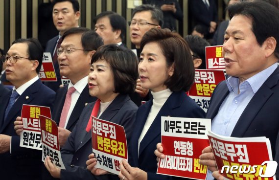 나경원, 민주당 '국외활동 금지령'에 패트 날치기 5분 대기조