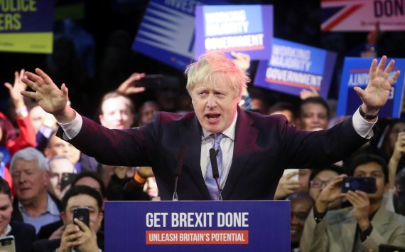 Britain's Prime Minister Boris Johnson speaks during a final general election campaign event in London, Britain, December 11, 2019. REUTERS/Hannah McKay /REUTERS/뉴스1 /사진=