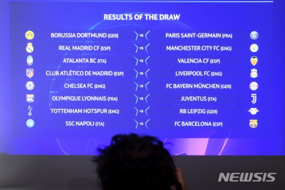 [니옹=AP/뉴시스]2019~2020 UEFA 챔피언스리그 16강 대진표. /사진=뉴시스