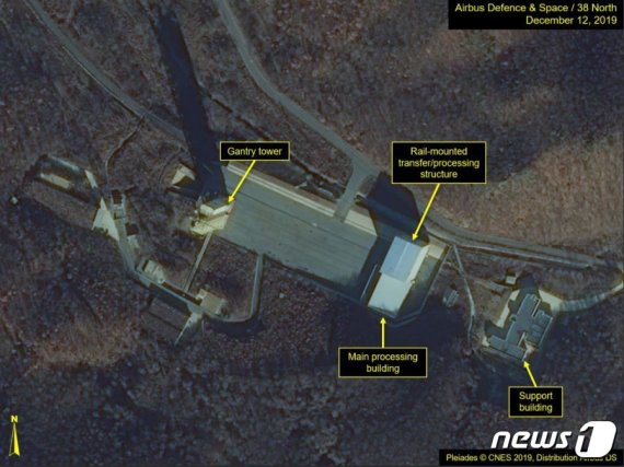 북한 서해 위성발사장 인공위성 사진 <출처=38노스 갈무리> © 뉴스1