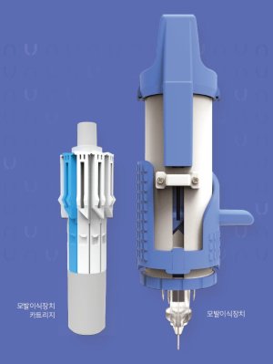 한국전자통신연구원 연구진이 개발한 연발형 모발이식기. 한국전자통신연구원 제공
