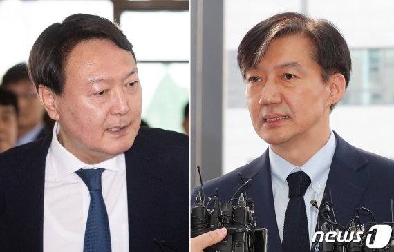 조국 전 법무부장관(오른쪽)과 윤석열 검찰총장. 뉴스1 제공