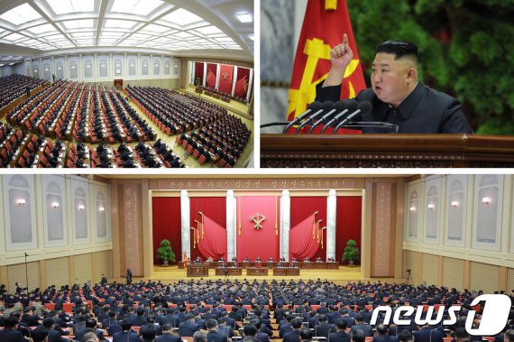 (평양 노동신문=뉴스1) = 노동당 중앙위원회 제7기 제5차전원회의 모습. 노동신문은 회의에 노동당 중앙위원회 위원, 후보위원들과 당중앙검사위원회 위원들이 참가했다고 전했다. [국내에서만 사용가능. 재배포 금지. DB 금지. For Use Only in the Republic of Korea. Redistribution Prohibited] rodongphoto@news1.kr