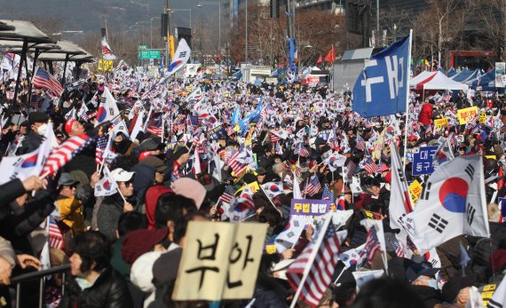 광화문광장에서 열린 보수단체 집회